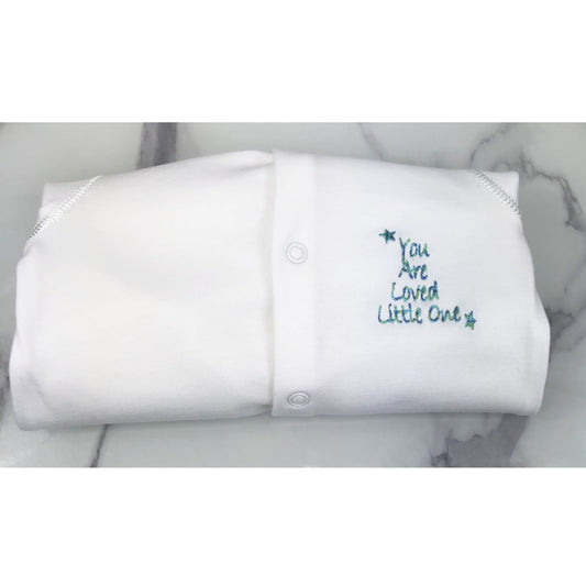 White Unisex Personalised Embroidered Baby Grows