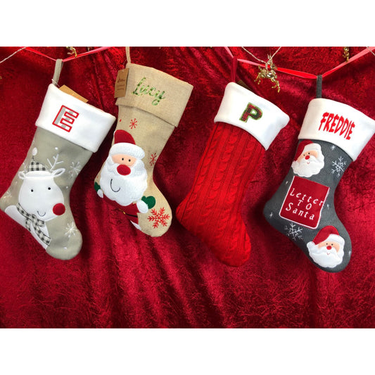 Personalised Embroidered Christmas Stockings Applique Design