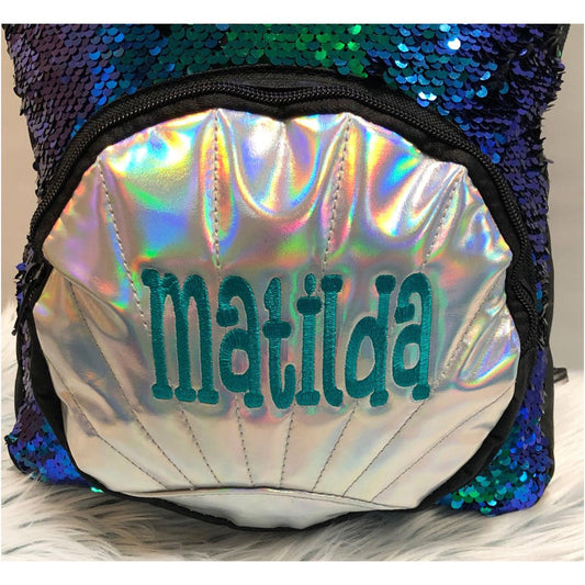 Mermaid Reversible Sequin Personalised Embroidered Backpack