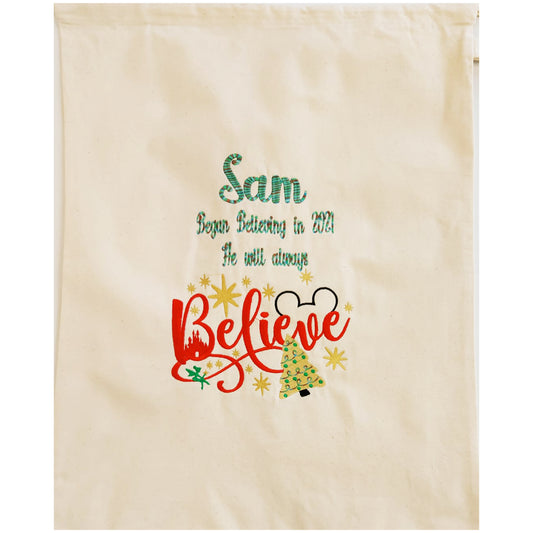 Believes Personalised Embroidered Santa sack