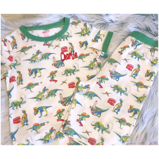 Dinosaur Pyjamas Nightwear Personalised Embroidered Boys Pyjamas