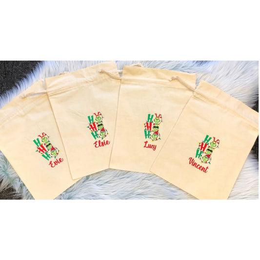 The Grinch personalised Embroidered Gift bags