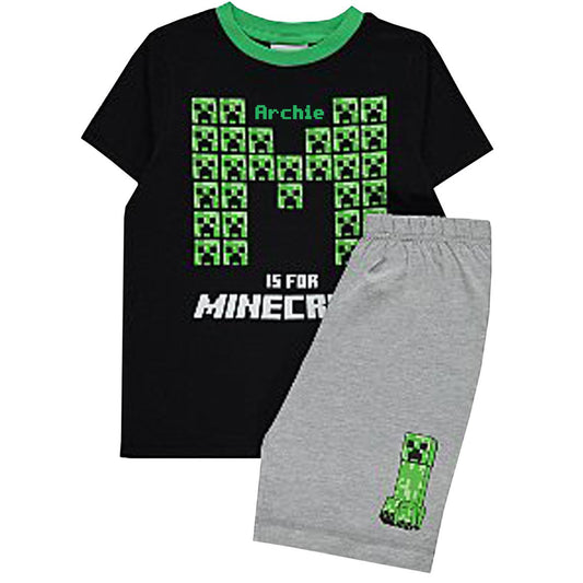 Minecraft Gaming Personalised Embroidered Pyjamas