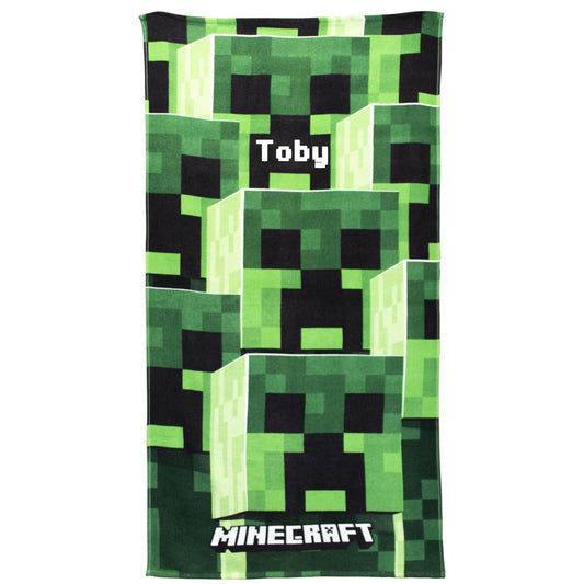 Personalised Embroidered Green MINECRAFT Beach Towel