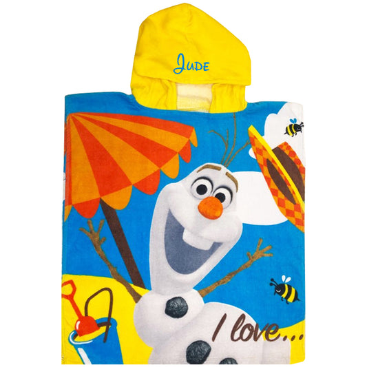 Olaf I Love Heat Personalised Embroidered Hooded Poncho Towel