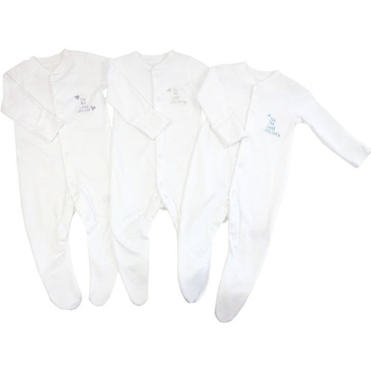 White Unisex Personalised Embroidered Baby Grows